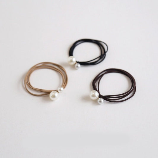 Pearl hair tie elastic band 3 pieces/ Rubber Band Girls Ponytail Holder/ 3pcs